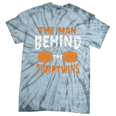 The Man Behind The Pumpkin Twins Funny Halloween Pregnancy Tie-Dye T-Shirt