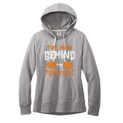 The Man Behind The Pumpkin Twins Funny Halloween Pregnancy Women's Fleece Hoodie