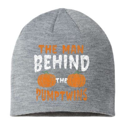 The Man Behind The Pumpkin Twins Funny Halloween Pregnancy Sustainable Beanie