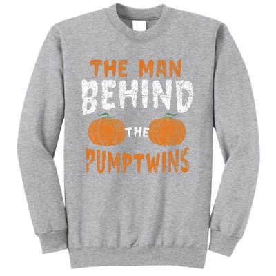 The Man Behind The Pumpkin Twins Funny Halloween Pregnancy Tall Sweatshirt