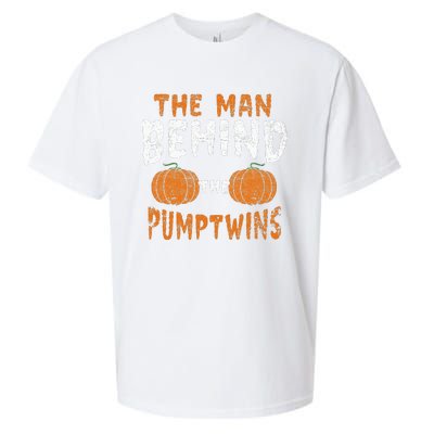 The Man Behind The Pumpkin Twins Funny Halloween Pregnancy Sueded Cloud Jersey T-Shirt