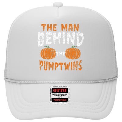 The Man Behind The Pumpkin Twins Funny Halloween Pregnancy High Crown Mesh Back Trucker Hat