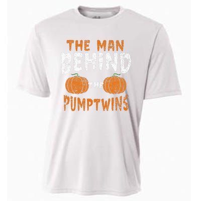 The Man Behind The Pumpkin Twins Funny Halloween Pregnancy Cooling Performance Crew T-Shirt