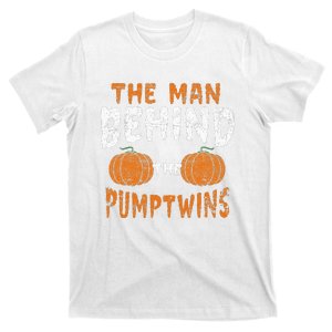 The Man Behind The Pumpkin Twins Funny Halloween Pregnancy T-Shirt