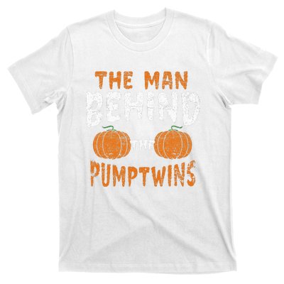 The Man Behind The Pumpkin Twins Funny Halloween Pregnancy T-Shirt