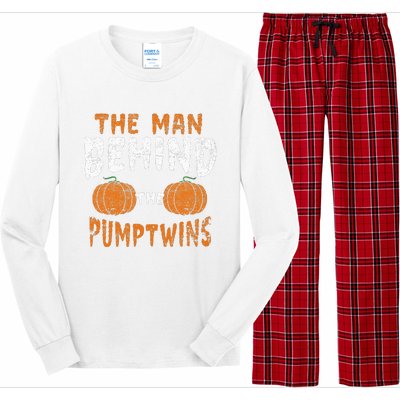 The Man Behind The Pumpkin Twins Funny Halloween Pregnancy Long Sleeve Pajama Set