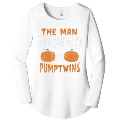 The Man Behind The Pumpkin Twins Funny Halloween Pregnancy Women's Perfect Tri Tunic Long Sleeve Shirt