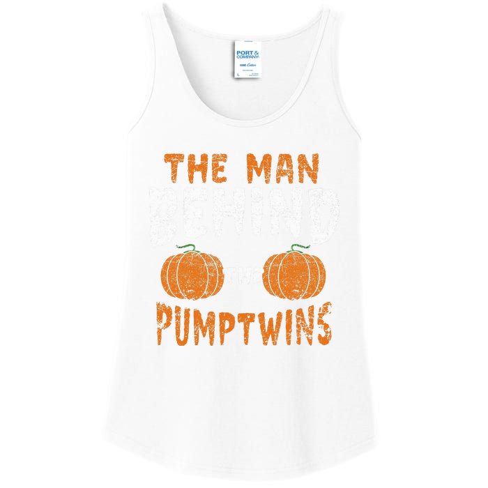 The Man Behind The Pumpkin Twins Funny Halloween Pregnancy Ladies Essential Tank