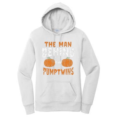 The Man Behind The Pumpkin Twins Funny Halloween Pregnancy Women's Pullover Hoodie