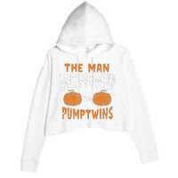 The Man Behind The Pumpkin Twins Funny Halloween Pregnancy Crop Fleece Hoodie