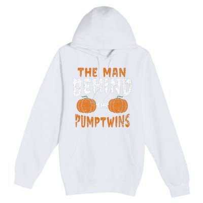 The Man Behind The Pumpkin Twins Funny Halloween Pregnancy Premium Pullover Hoodie