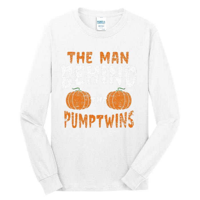 The Man Behind The Pumpkin Twins Funny Halloween Pregnancy Tall Long Sleeve T-Shirt