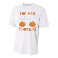 The Man Behind The Pumpkin Twins Funny Halloween Pregnancy Performance Sprint T-Shirt