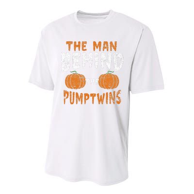 The Man Behind The Pumpkin Twins Funny Halloween Pregnancy Performance Sprint T-Shirt