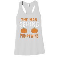 The Man Behind The Pumpkin Twins Funny Halloween Pregnancy Women's Racerback Tank