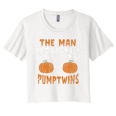 The Man Behind The Pumpkin Twins Funny Halloween Pregnancy Women's Crop Top Tee