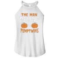 The Man Behind The Pumpkin Twins Funny Halloween Pregnancy Women's Perfect Tri Rocker Tank