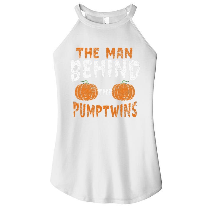 The Man Behind The Pumpkin Twins Funny Halloween Pregnancy Women's Perfect Tri Rocker Tank