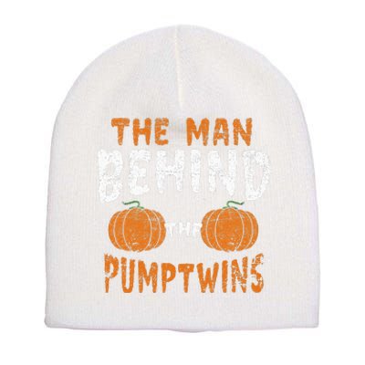 The Man Behind The Pumpkin Twins Funny Halloween Pregnancy Short Acrylic Beanie