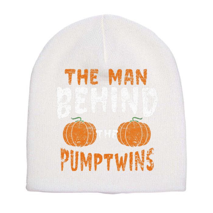 The Man Behind The Pumpkin Twins Funny Halloween Pregnancy Short Acrylic Beanie