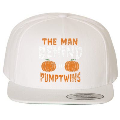 The Man Behind The Pumpkin Twins Funny Halloween Pregnancy Wool Snapback Cap