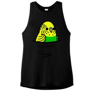 Too Many Birds! Yellow N&X27; Green Budgie Ladies PosiCharge Tri-Blend Wicking Tank