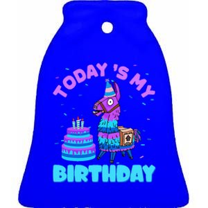 Todays My Birthday Llama Family Party Decorations Ceramic Bell Ornament