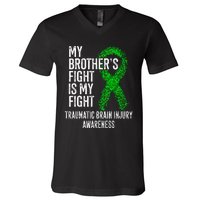 TBI My Brothers Fight Is My Fight Traumatic Brain Injury V-Neck T-Shirt