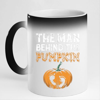 The Man Behind The Pumpkin Halloween Pregnancy 11oz Black Color Changing Mug