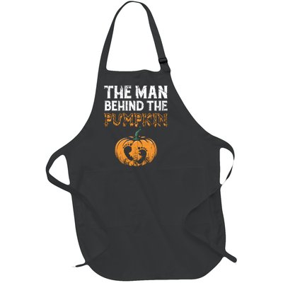 The Man Behind The Pumpkin Halloween Pregnancy Full-Length Apron With Pockets