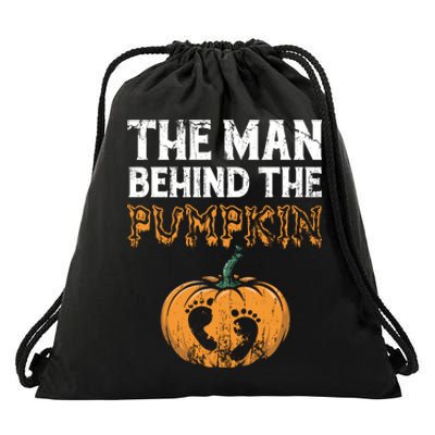 The Man Behind The Pumpkin Halloween Pregnancy Drawstring Bag