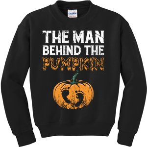 The Man Behind The Pumpkin Halloween Pregnancy Kids Sweatshirt