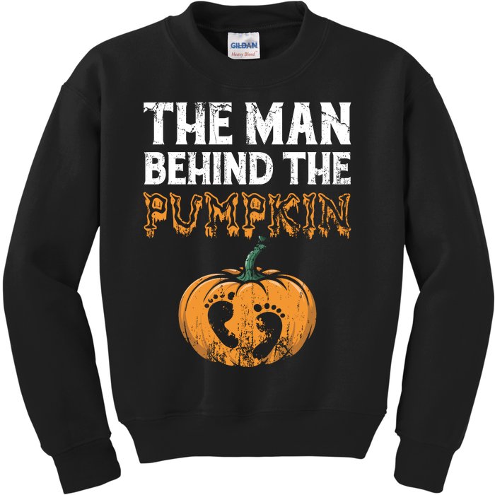 The Man Behind The Pumpkin Halloween Pregnancy Kids Sweatshirt