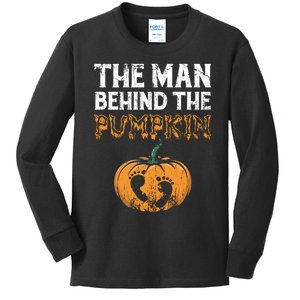 The Man Behind The Pumpkin Halloween Pregnancy Kids Long Sleeve Shirt