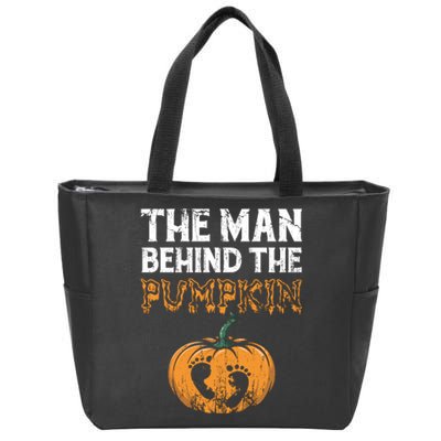 The Man Behind The Pumpkin Halloween Pregnancy Zip Tote Bag