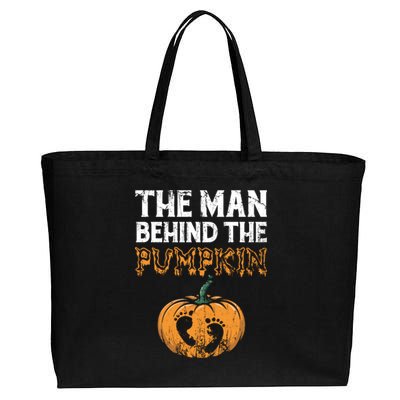 The Man Behind The Pumpkin Halloween Pregnancy Cotton Canvas Jumbo Tote