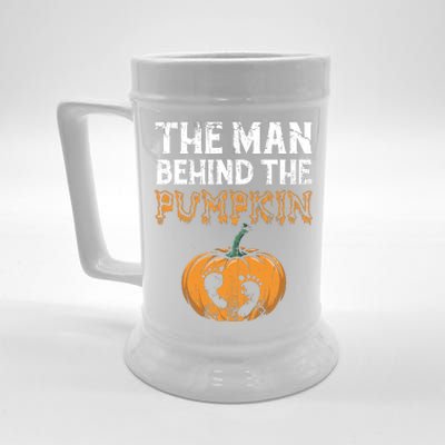 The Man Behind The Pumpkin Halloween Pregnancy Beer Stein