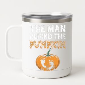 The Man Behind The Pumpkin Halloween Pregnancy 12 oz Stainless Steel Tumbler Cup