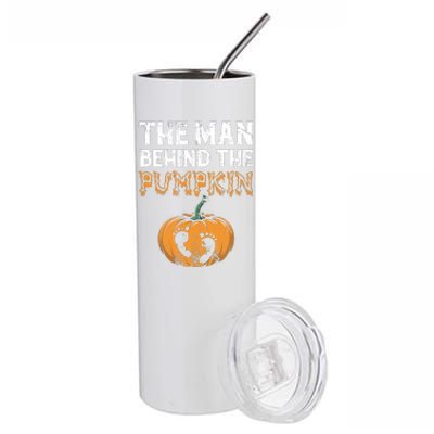 The Man Behind The Pumpkin Halloween Pregnancy Stainless Steel Tumbler