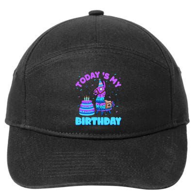 Todays My Birthday Llama Birthday Party Decorations Boy 7-Panel Snapback Hat