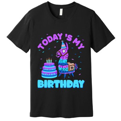 Todays My Birthday Llama Birthday Party Decorations Boy Premium T-Shirt