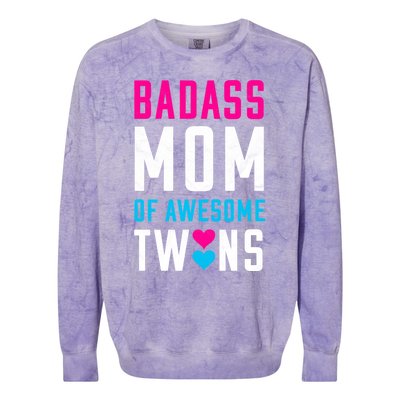 Twin Mom Badass Mom Of Twins Awesome Twins Gift Colorblast Crewneck Sweatshirt