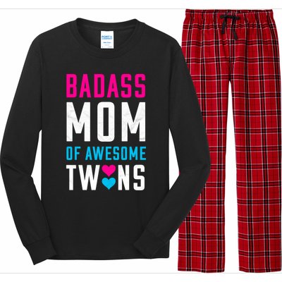 Twin Mom Badass Mom Of Twins Awesome Twins Gift Long Sleeve Pajama Set