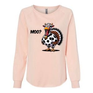 Turkey Moo Cow Funny Thanksgiving Womens California Wash Sweatshirt