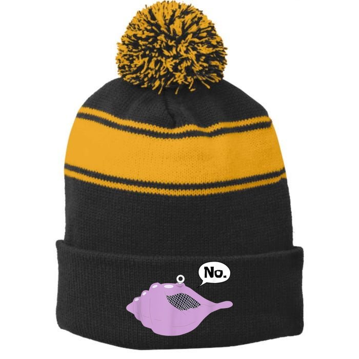 Talking Magic Conch Shell Stripe Pom Pom Beanie
