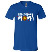 Triathlon Mom Cute Triathlon Funny Gift V-Neck T-Shirt