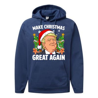 Trump Make Christmas Great Again Ugly Christmas Sweaters Performance Fleece Hoodie