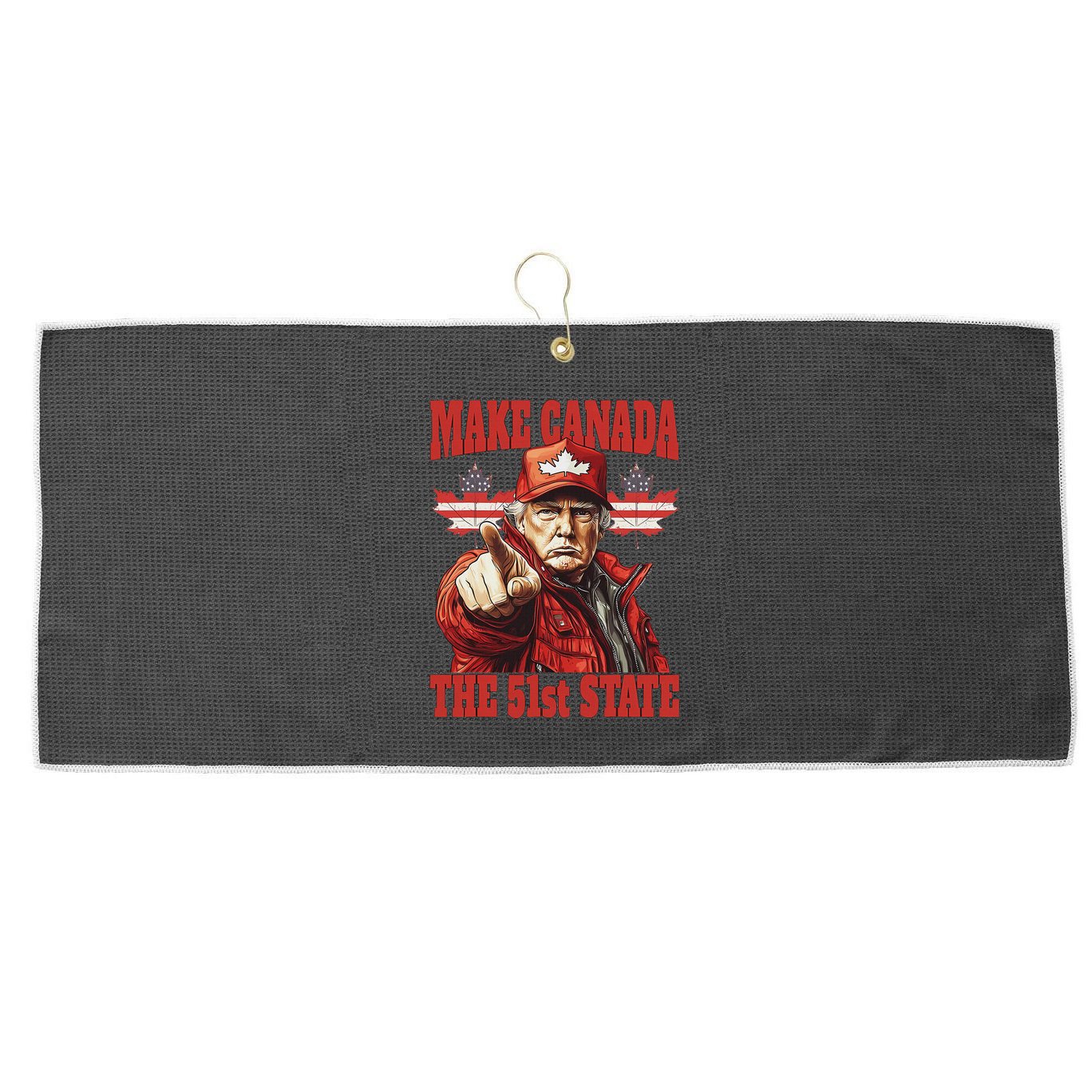 Trump Make Canada 51st State Large Microfiber Waffle Golf Towel