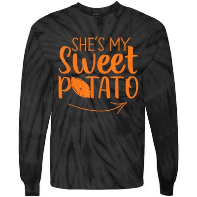 Thanksgiving Matching Couples She Is My Sweet Potato I Yam Tie-Dye Long Sleeve Shirt