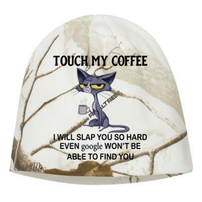 Touch My Coffee I Will Slap You So Hard Even Google Great Gift Cat Great Gift Kati - Camo Knit Beanie